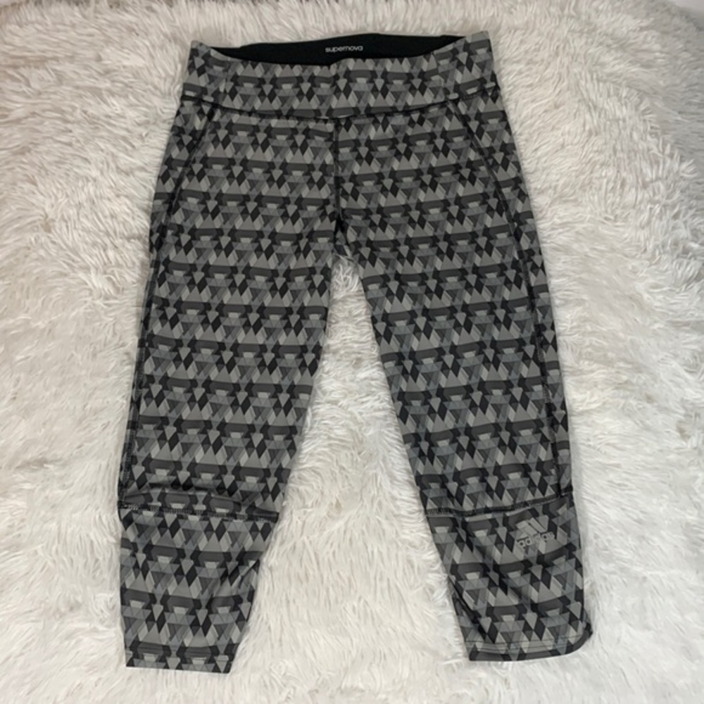 Adidas Supernova Grey Geometric Cropped Leggings